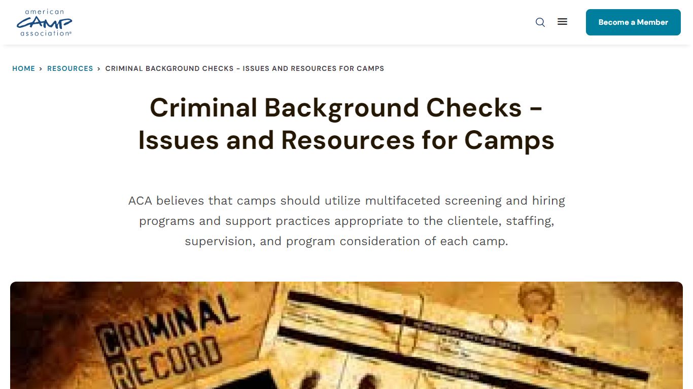 Criminal Background Checks - Issues and Resources for Camps